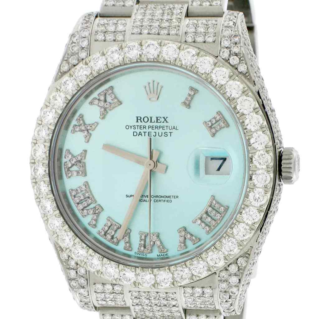 title:Rolex Datejust II 41mm 14.1ct Diamond Bezel/Case/Bracelet/Ice Blue Roman Dial  TFJ-142508096;color:not applicable