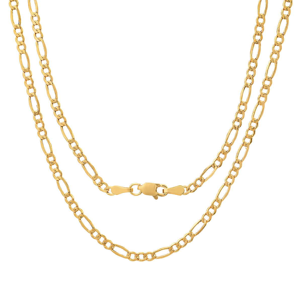 title:Real 14k Gold Unisex Thin Figaro Chain Necklace;color:Gold