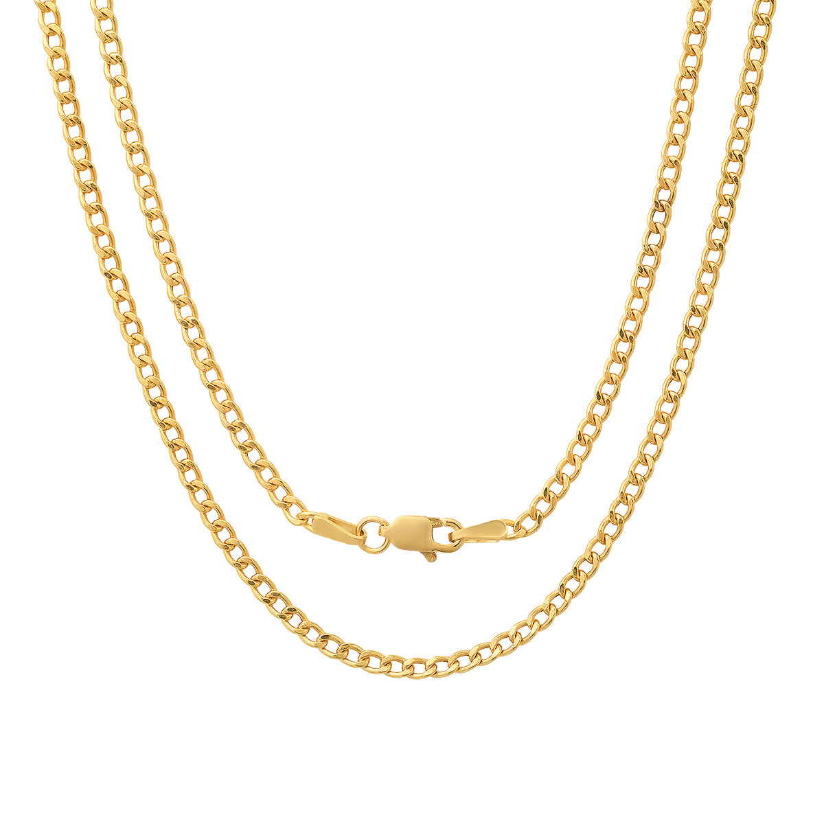 title:Real 14k Gold Unisex Thin Miami Cuban Curb Chain Necklace;color:Gold