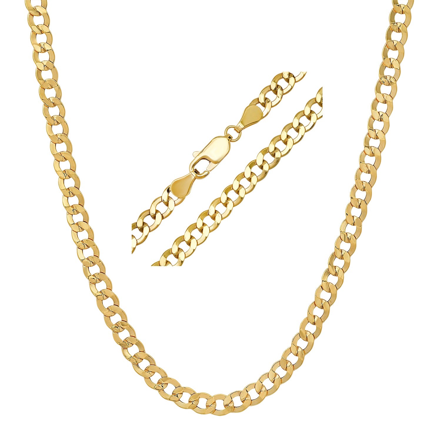 title:Real 14k Gold Mens 4.5mm Miami Cuban Curb Chain Necklace;color:Gold