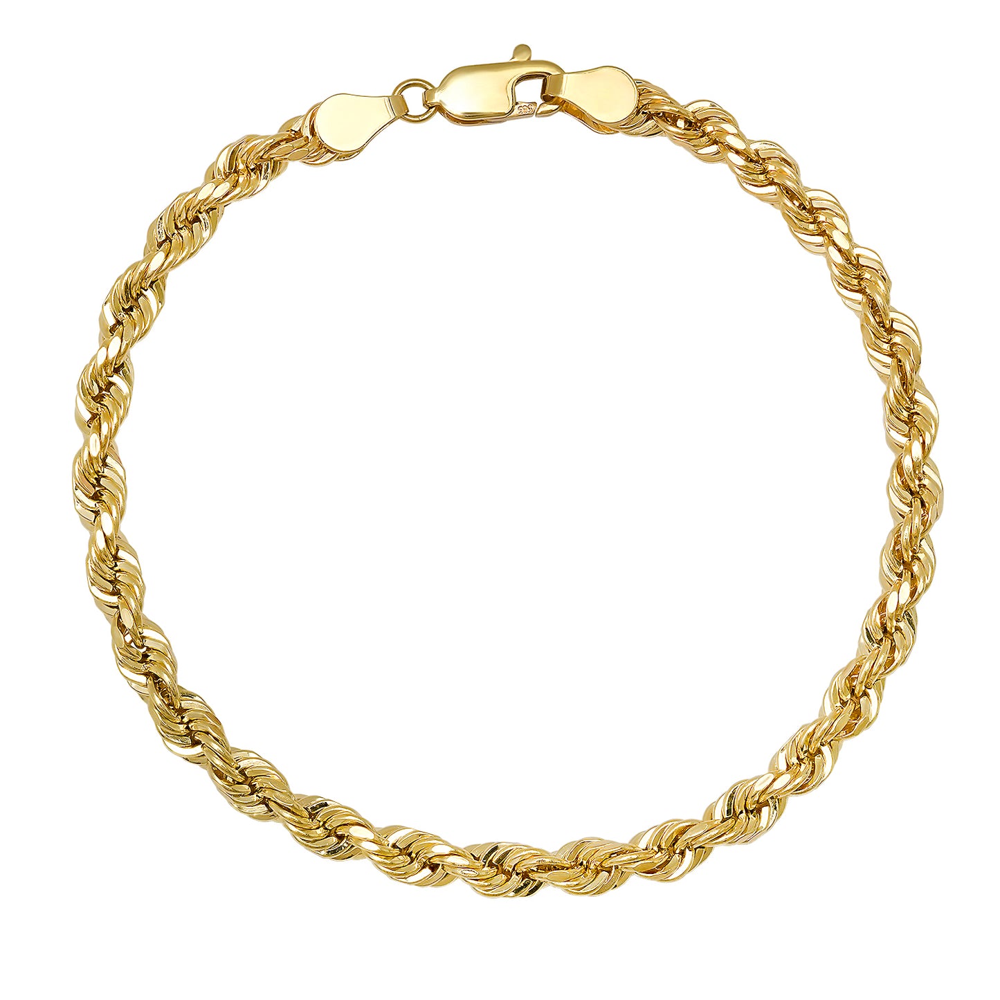 title:Real 14k Gold Mens 8.5" THICK 4.5mm Diamond-cut Rope Chain Bracelet;color:Gold