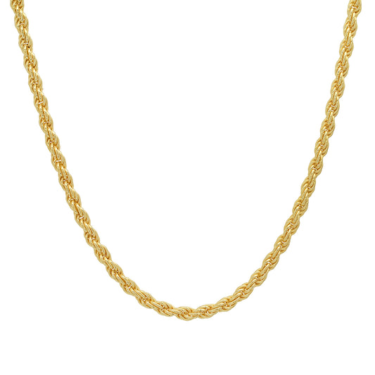 title:Real 14k Gold Mens THICK 3mm Diamond-cut Rope Chain Necklace;color:Gold