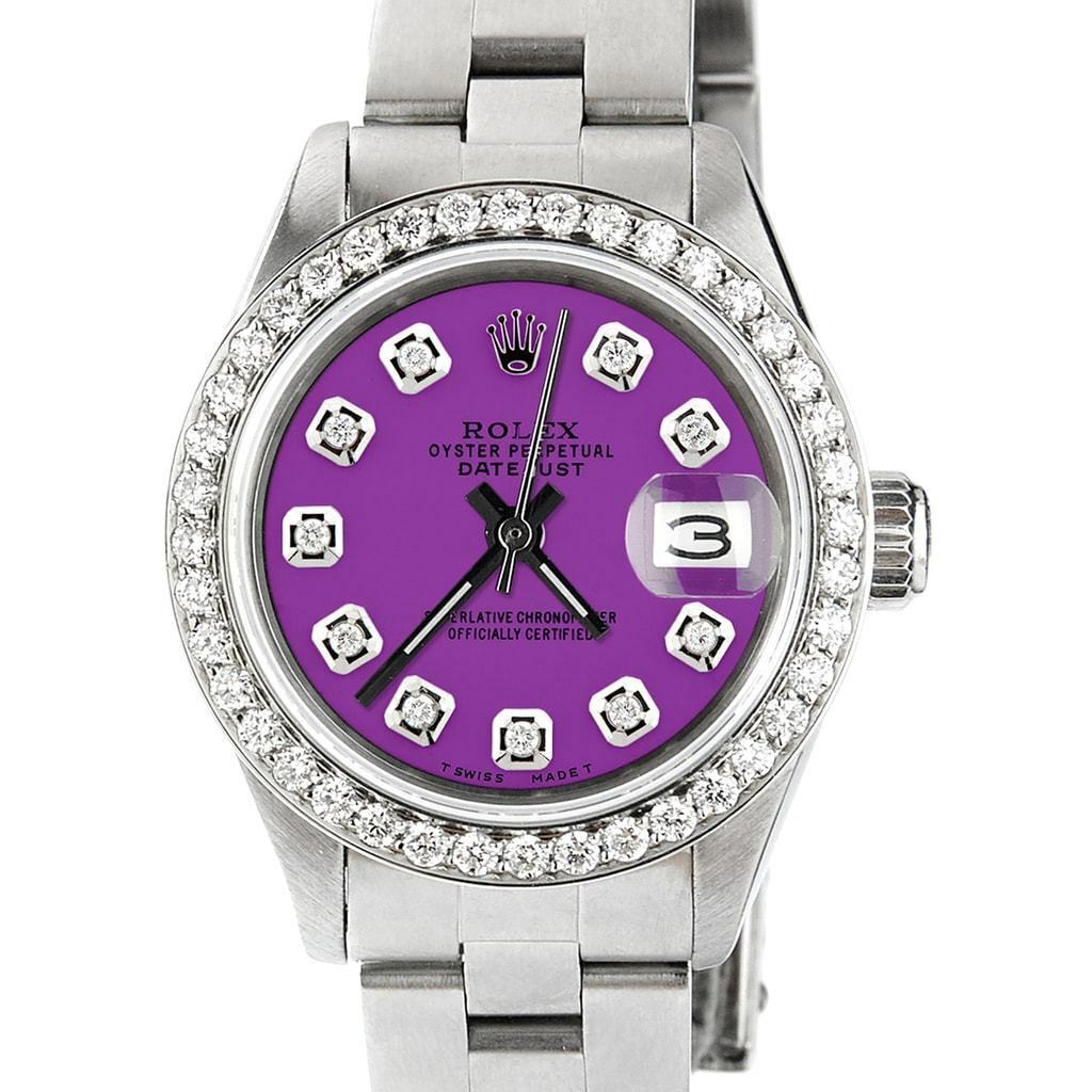 title:Rolex Datejust Ladies 26mm Diamond Bezel/Sangria Purple Dial Oyster Steel Watch TFJ-142508076;color:not applicable