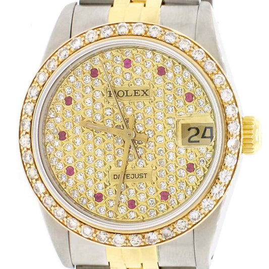 title:Rolex Datejust Midsize 31mm Gold/SS 68273 Watch w/Diamond Bezel/Pave Dial TFJ-142508063;color:not applicable