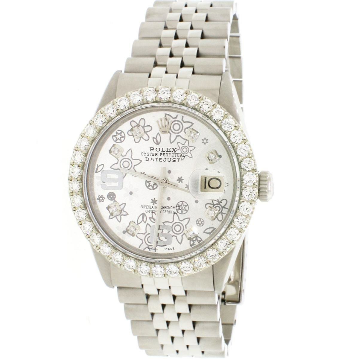 title:Rolex Datejust 36mm Jubilee Watch w/Silver Floral Diamond Dial  TFJ-142508052;color:not applicable