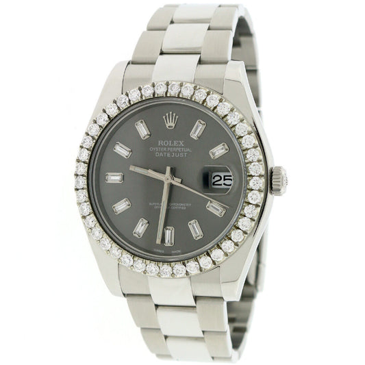 title:Rolex Datejust II 41MM SS Watch w/Baguette Diamond Dial/Bezel/ TFJ-142508043;color:not applicable