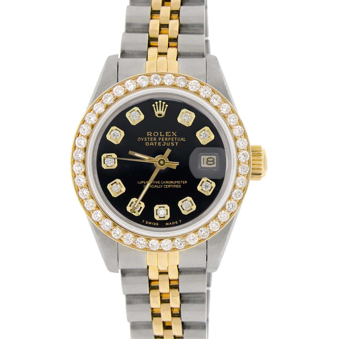 title:Rolex Datejust Ladies 2-Tone 26mm Diamond Bezel/Black Dial Jubilee Watch TFJ-142508032;color:not applicable