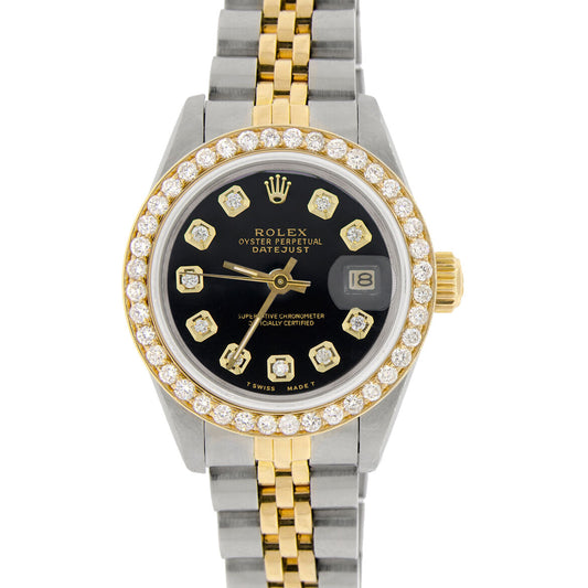 title:Rolex Datejust Ladies 2-Tone 26mm Diamond Bezel/Black Dial Jubilee Watch TFJ-142508032;color:not applicable