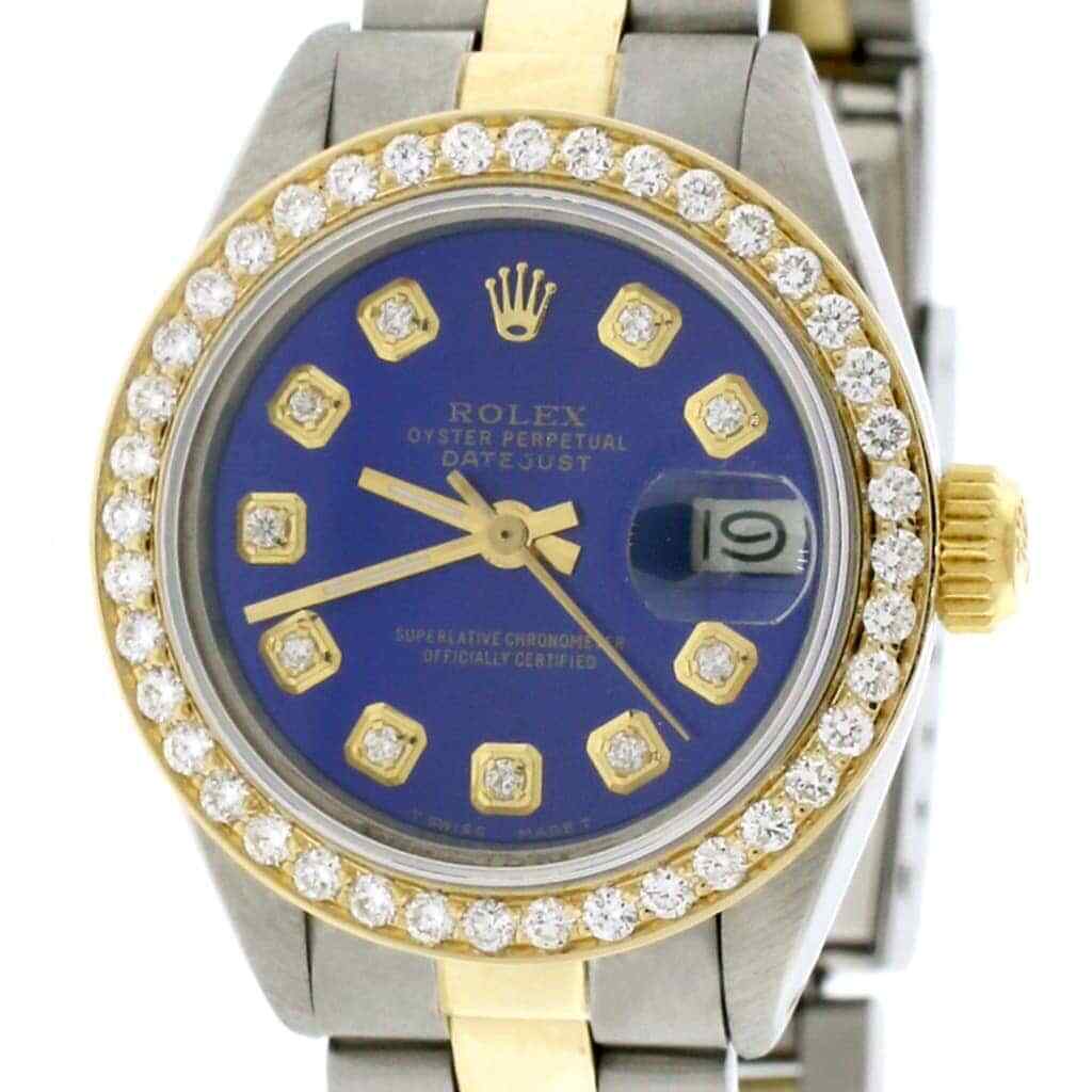 title:Rolex Datejust Ladies 2-Tone 26MM Diamond Bezel/Blue Dial Oyster Watch TFJ-142508029;color:not applicable