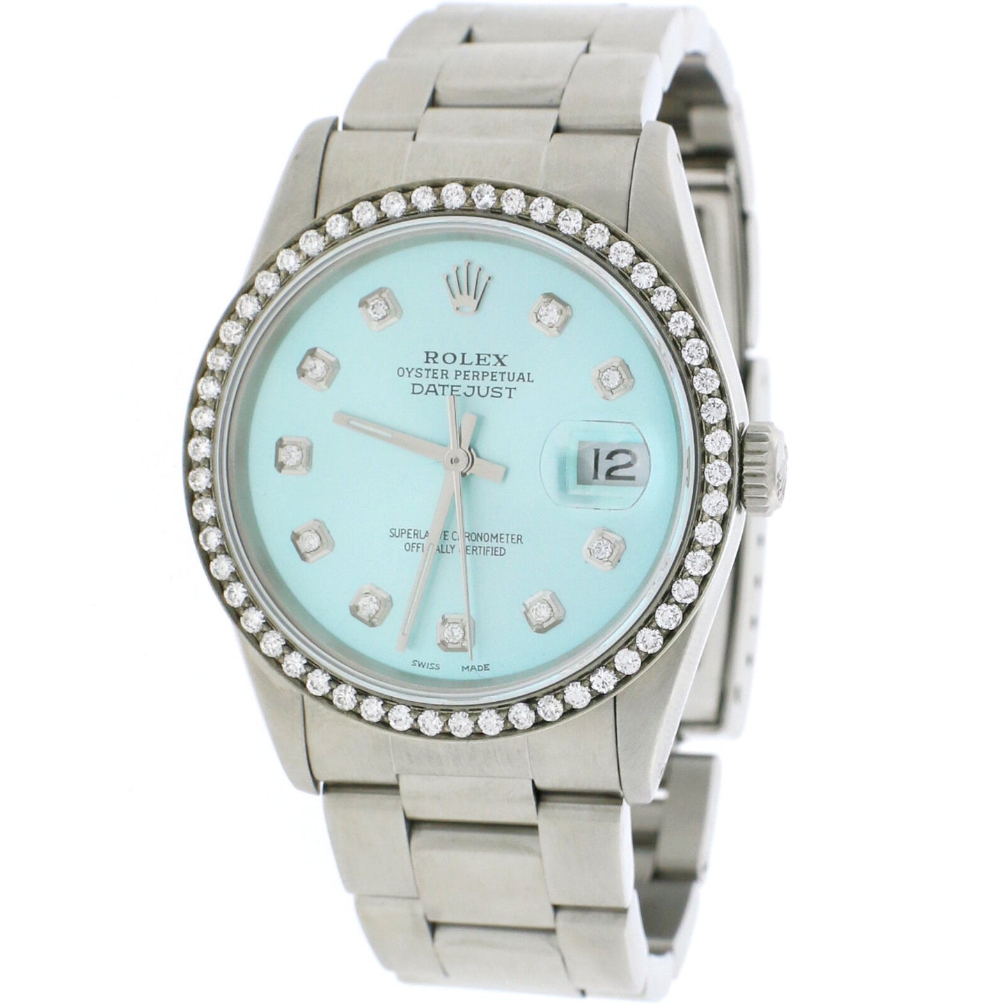 title:Rolex Datejust 36mm Steel Oyster Watch w/Ice Blue Diamond Dial/Bezel TFJ-142508178;color:not applicable