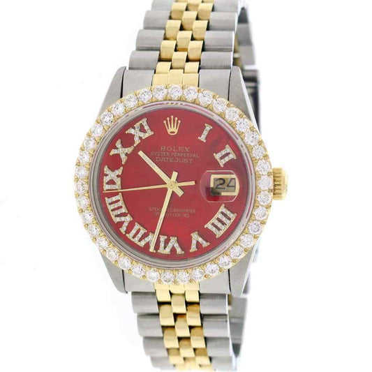 title:Rolex Datejust 2-Tone 36mm Jubilee Watch w/Red MOP Roman Diamond Dial TFJ-142508171;color:not applicable