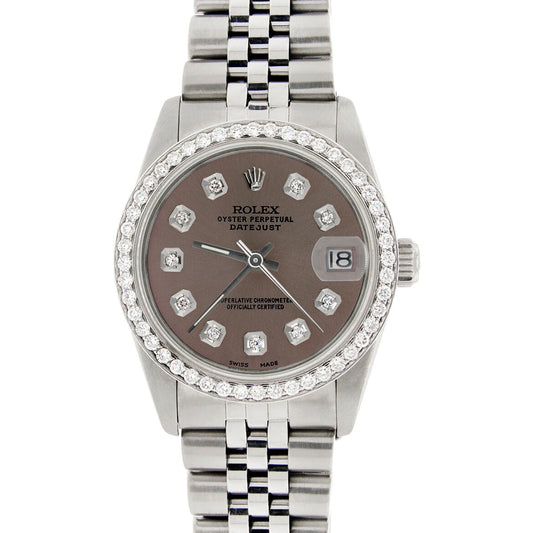 title:Women's Rolex Datejust 31mm S/S Jubilee Watch w/Chocolate Dial &amp; Diamond Bezel TFJ-142508163;color:not applicable