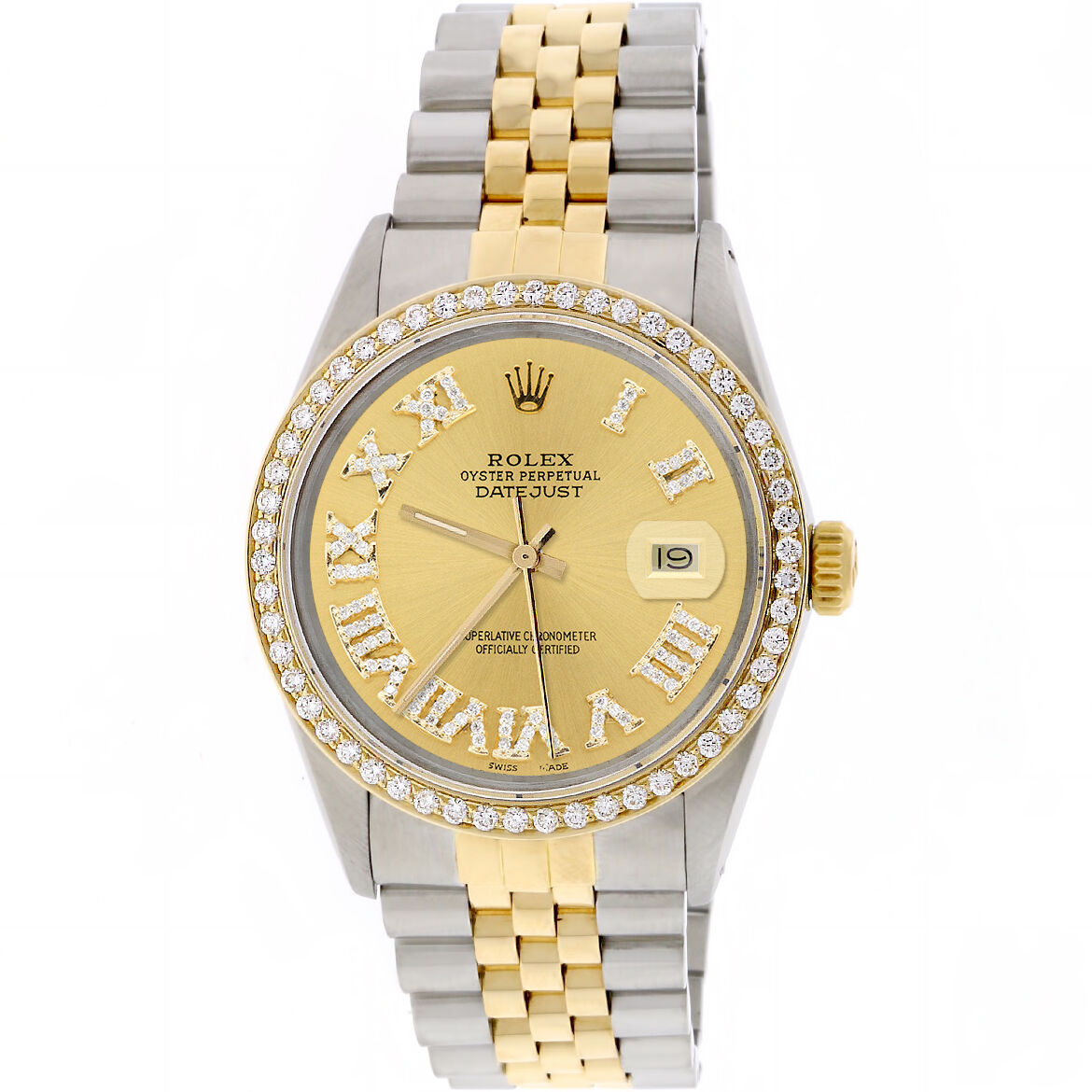 title:Rolex Datejust 2-Tone Gold/Steel 36mm Jubilee Champagne Roman Diamond Dial/Bezel TFJ-142508162;color:not applicable