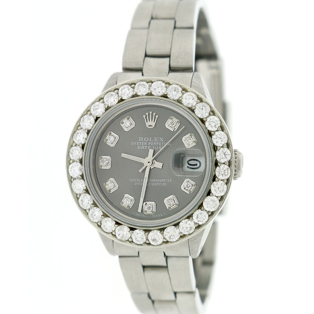 title:Rolex Datejust Ladies 26mm 1.96Ct Diamond Bezel/Grey Dial Oyster Steel Watch TFJ-142508158;color:not applicable