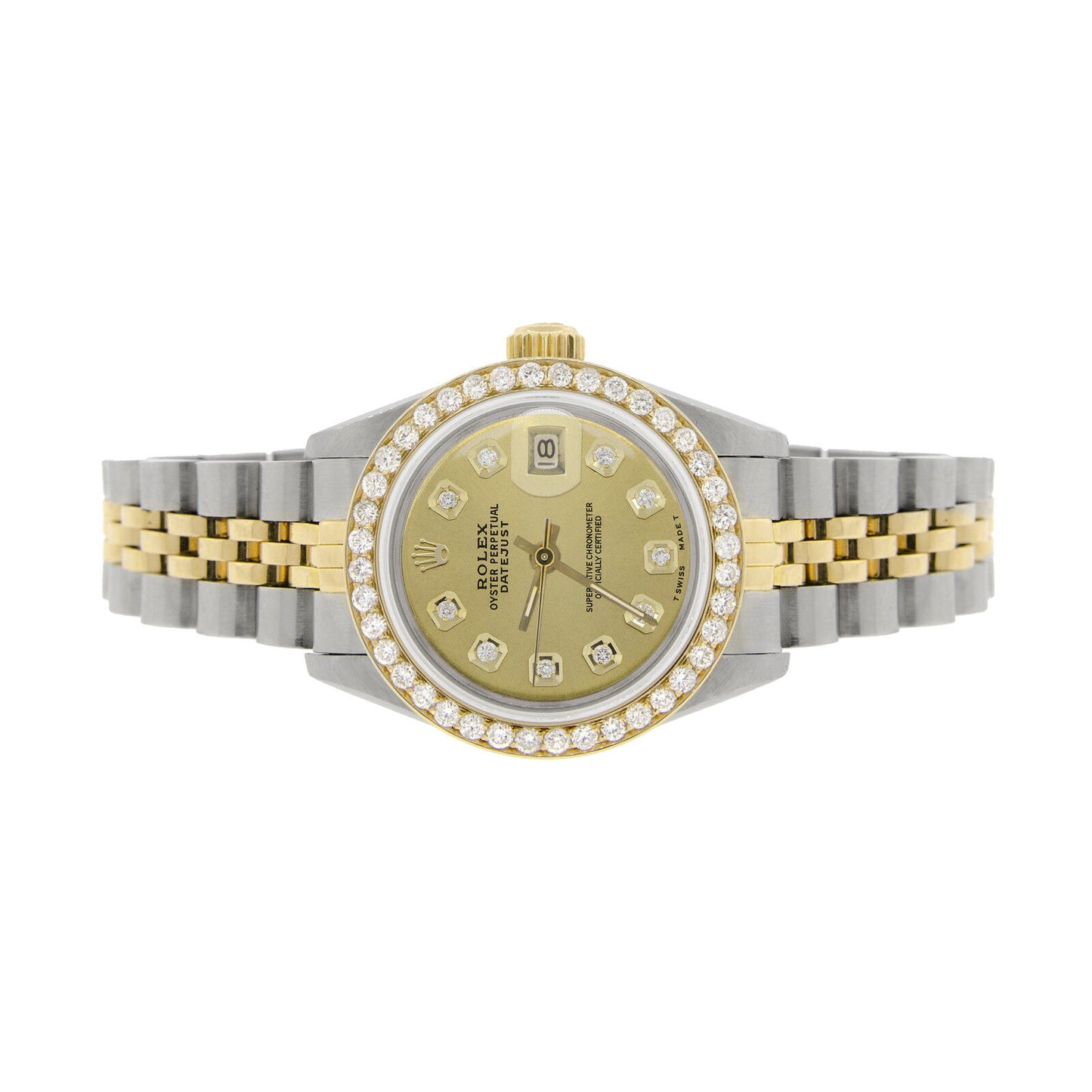 title:Rolex Datejust Ladies 2-Tone 26mm Diamond Bezel/Champagne Gold Dial Watch TFJ-142508157;color:not applicable