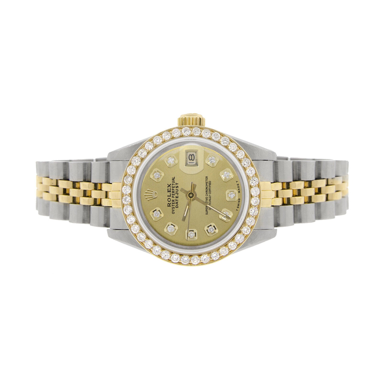 title:Rolex Datejust Ladies 2-Tone 26mm Diamond Bezel/Champagne Gold Dial Watch TFJ-142508157;color:not applicable