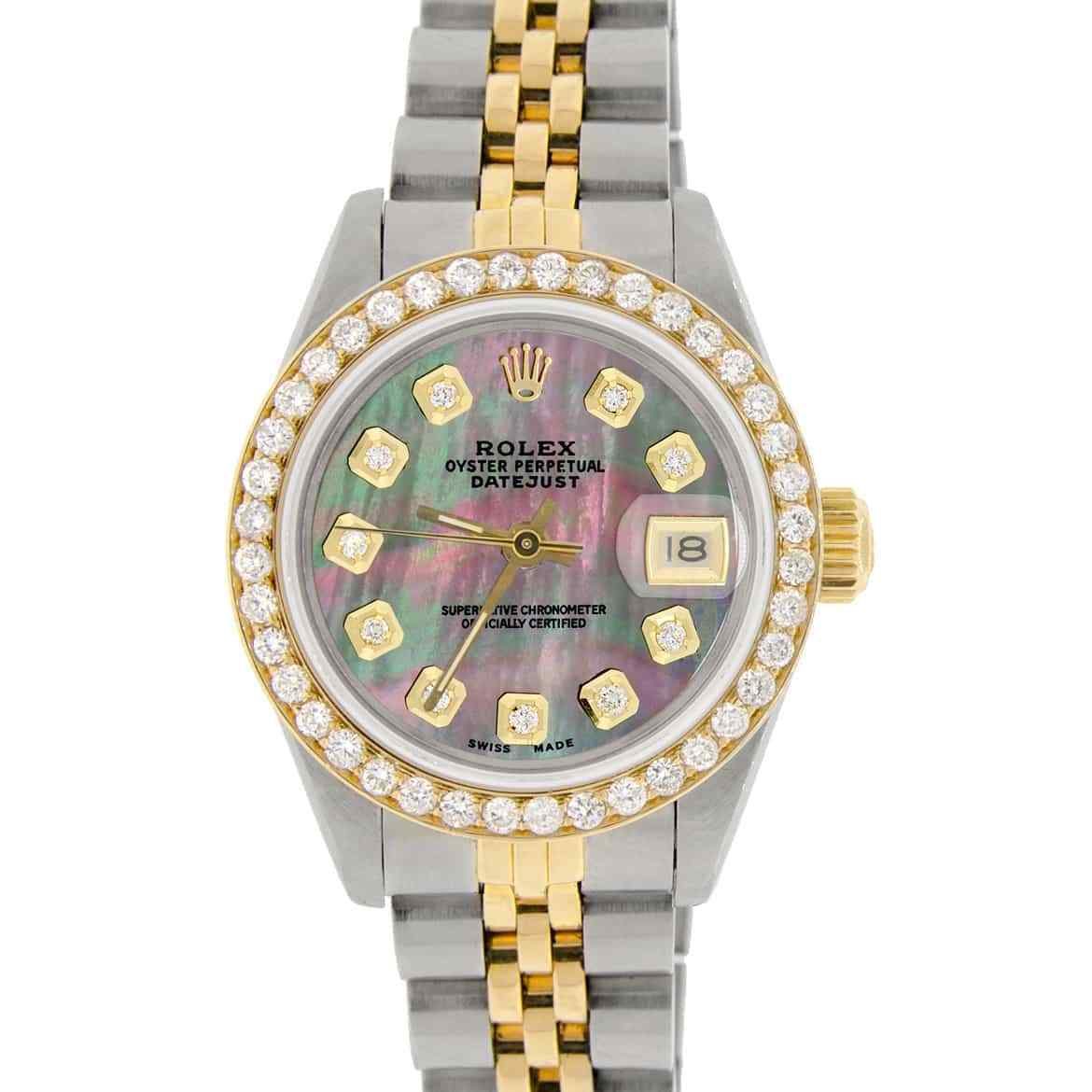 title:Rolex Datejust Ladies 2-Tone 26mm Diamond Bezel/Tahitian MOP Dial Jubilee Watch TFJ-142508156;color:not applicable