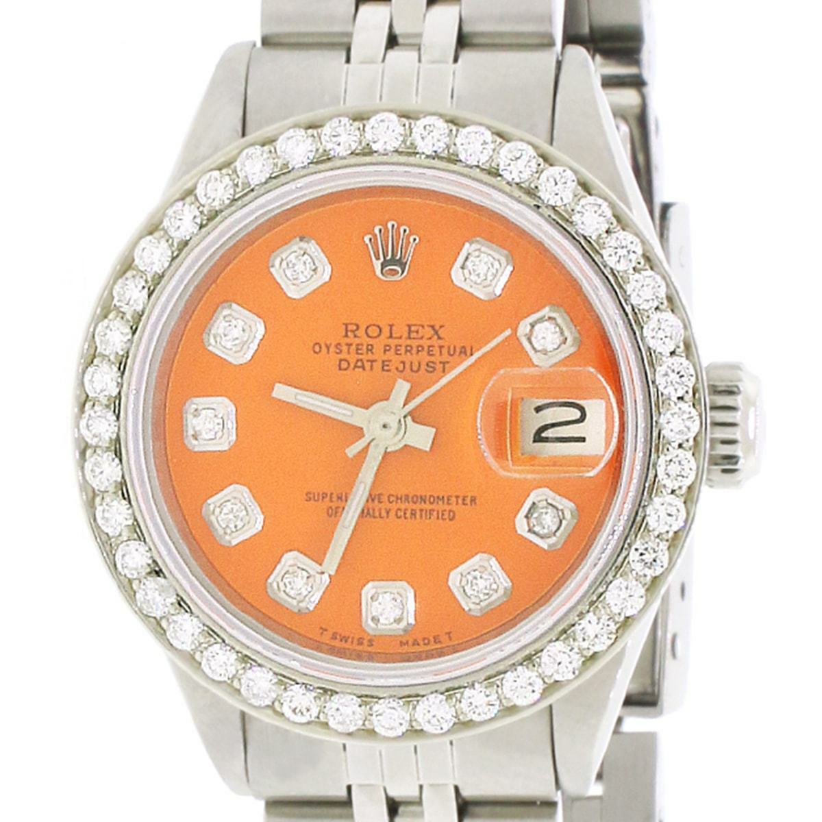 title:Rolex Datejust 26mm Diamond Bezel/Coral Orange Dial Jubilee Steel Watch TFJ-142508145;color:not applicable