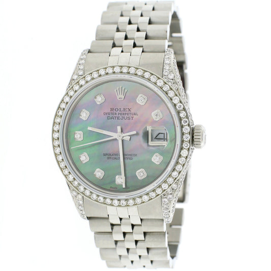 title:Rolex Datejust 36mm Steel Jubilee w/2.5Ct Diamond Tahitian MOP Dial, Bezel, Case TFJ-142508144;color:not applicable