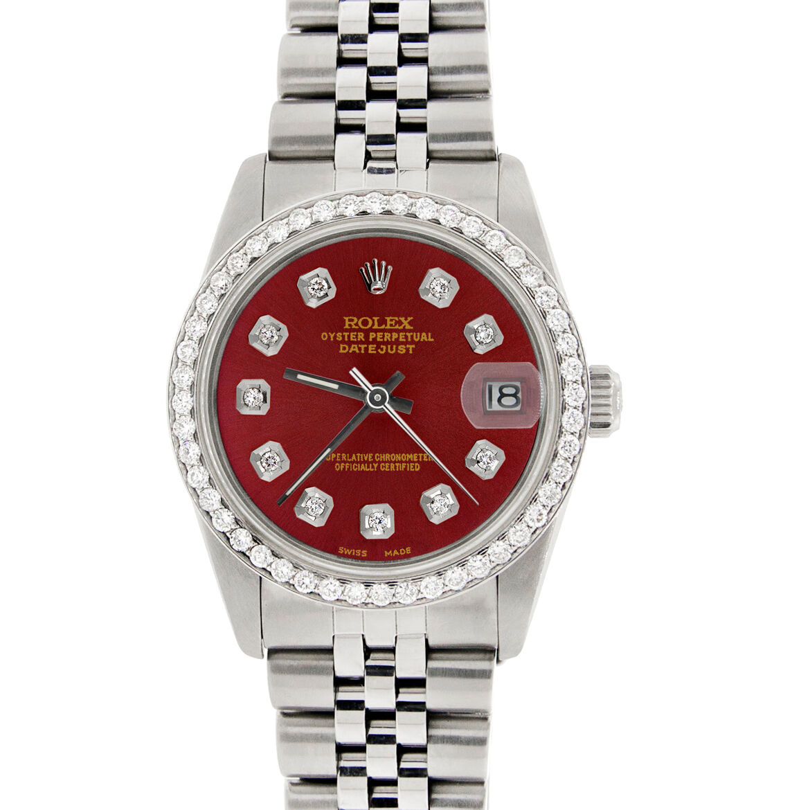 title:Rolex Datejust 31mm S/S Jubilee Women's Watch with Red Dial &amp; Diamond Bezel TFJ-142508134;color:not applicable