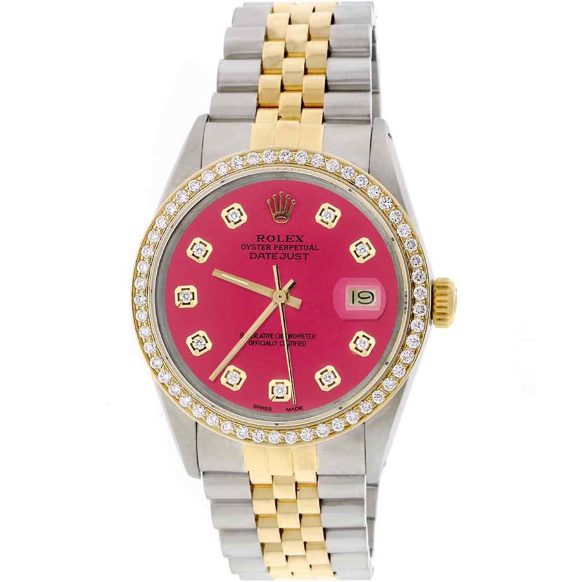 title:Rolex Datejust 2-Tone Gold/Steel 36mm Jubilee Watch Hot Pink Diamond Dial/Bezel TFJ-142508111;color:not applicable