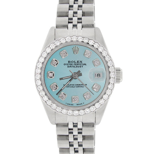 title:Rolex Datejust Ladies 26mm Diamond Bezel/Baby Blue Dial Jubilee Steel Watch TFJ-142508118;color:not applicable