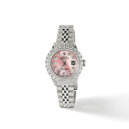 title:Rolex Datejust 26mm 2CT Diamond Bezel/Coral Pink Dial Jubilee Steel Watch TFJ-142508123;color:not applicable