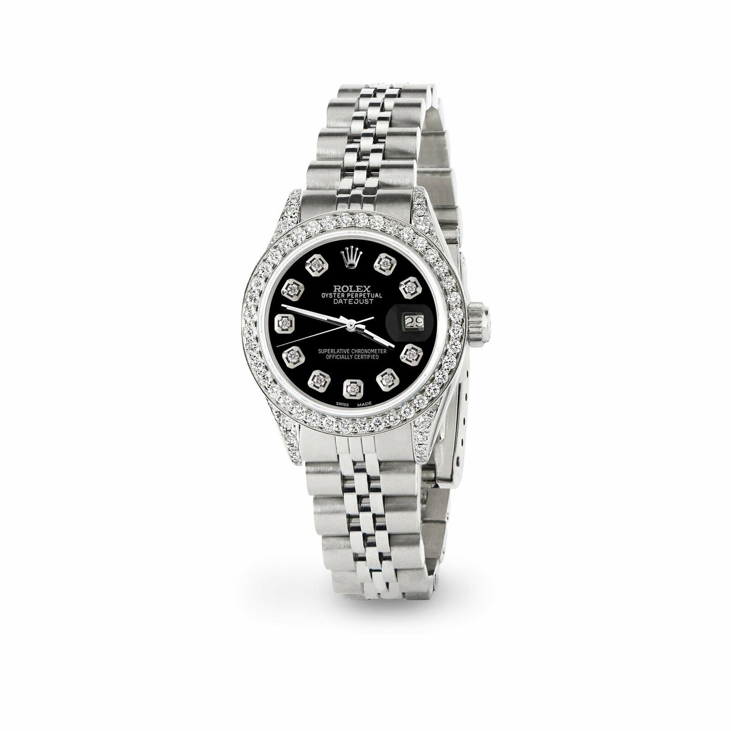 title:Rolex Datejust 26mm Steel Jubilee Diamond Watch with Black Dial TFJ-142508016;color:not applicable