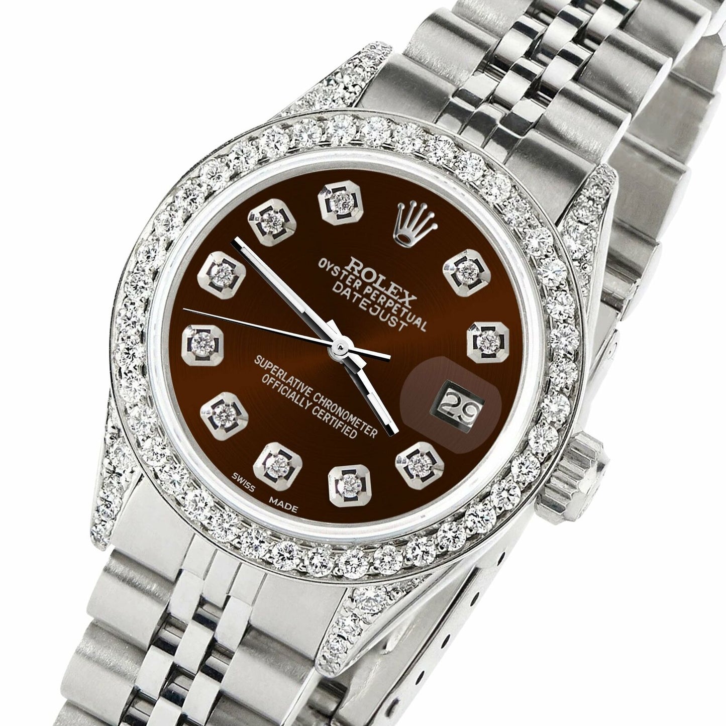 title:Rolex Datejust 26mm Steel Jubilee Diamond Watch with Chocolate Dial TFJ-142508439;color:not applicable