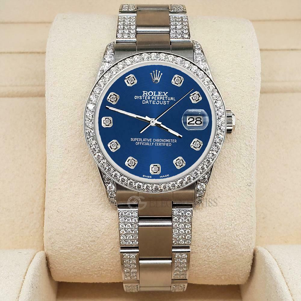 title:Rolex Datejust 31mm 3.5ct Diamond Bezel/Lugs/Bracelet/Cobalt Blue Dial Watch TFJ-142508818;color:not applicable