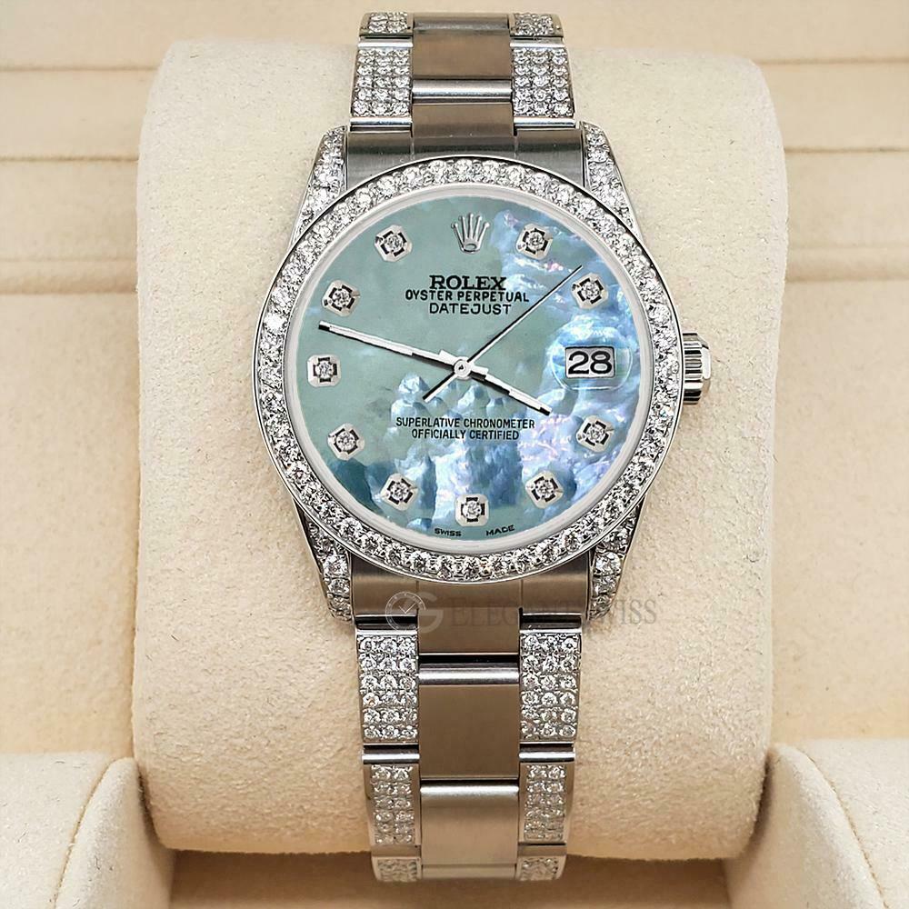 title:Rolex Datejust 31mm 3.5ct Diamond Bezel/Lugs/Bracelet/Tahitian Blue Dial Watch TFJ-142508813;color:not applicable