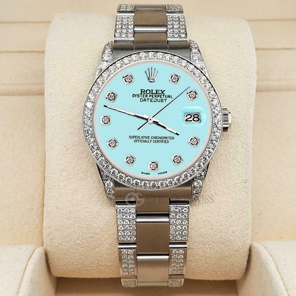 title:Rolex Datejust 31mm 3.5ct Diamond Bezel/Lugs/Bracelet/Aqua Blue Dial Steel Watch TFJ-142508810;color:not applicable