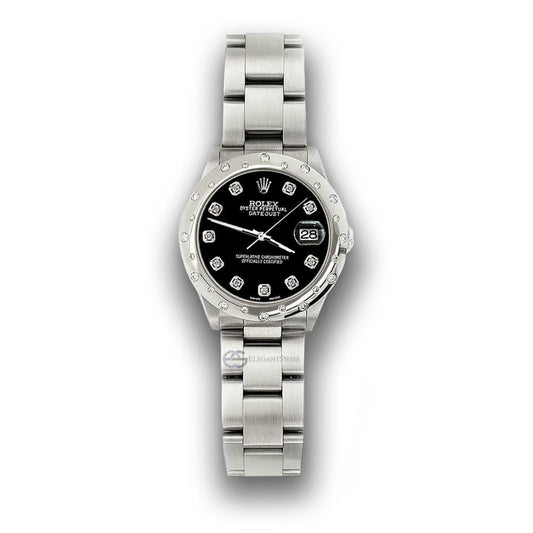 title:Rolex Datejust Midsize 31mm Domed 24 Diamonds Bezel/Black Dial Watch 78240 TFJ-142508794;color:not applicable