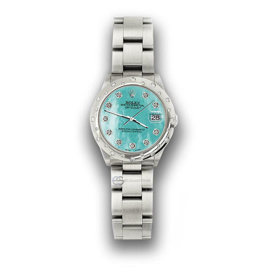 title:Rolex Datejust Midsize 31mm Domed 24 Diamonds Bezel/Aquamarine MOP Watch 78240 TFJ-142508791;color:not applicable