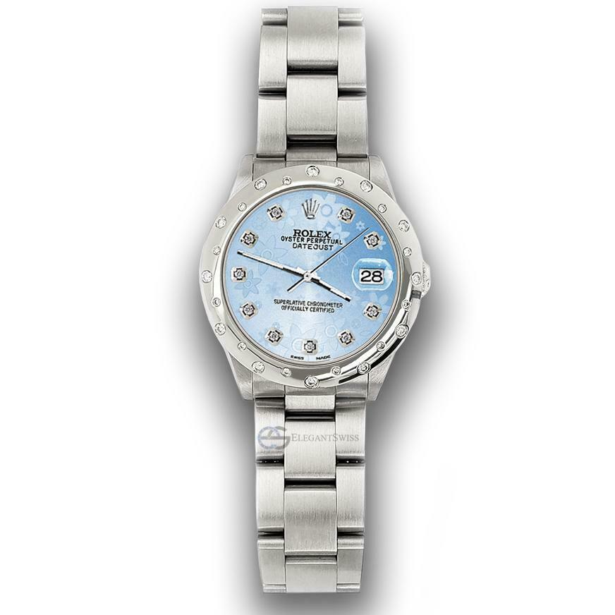 title:Rolex Datejust Midsize 31mm Domed 24 Diamonds Bezel/Blue Flower Dial Watch 78240 TFJ-142508781;color:not applicable