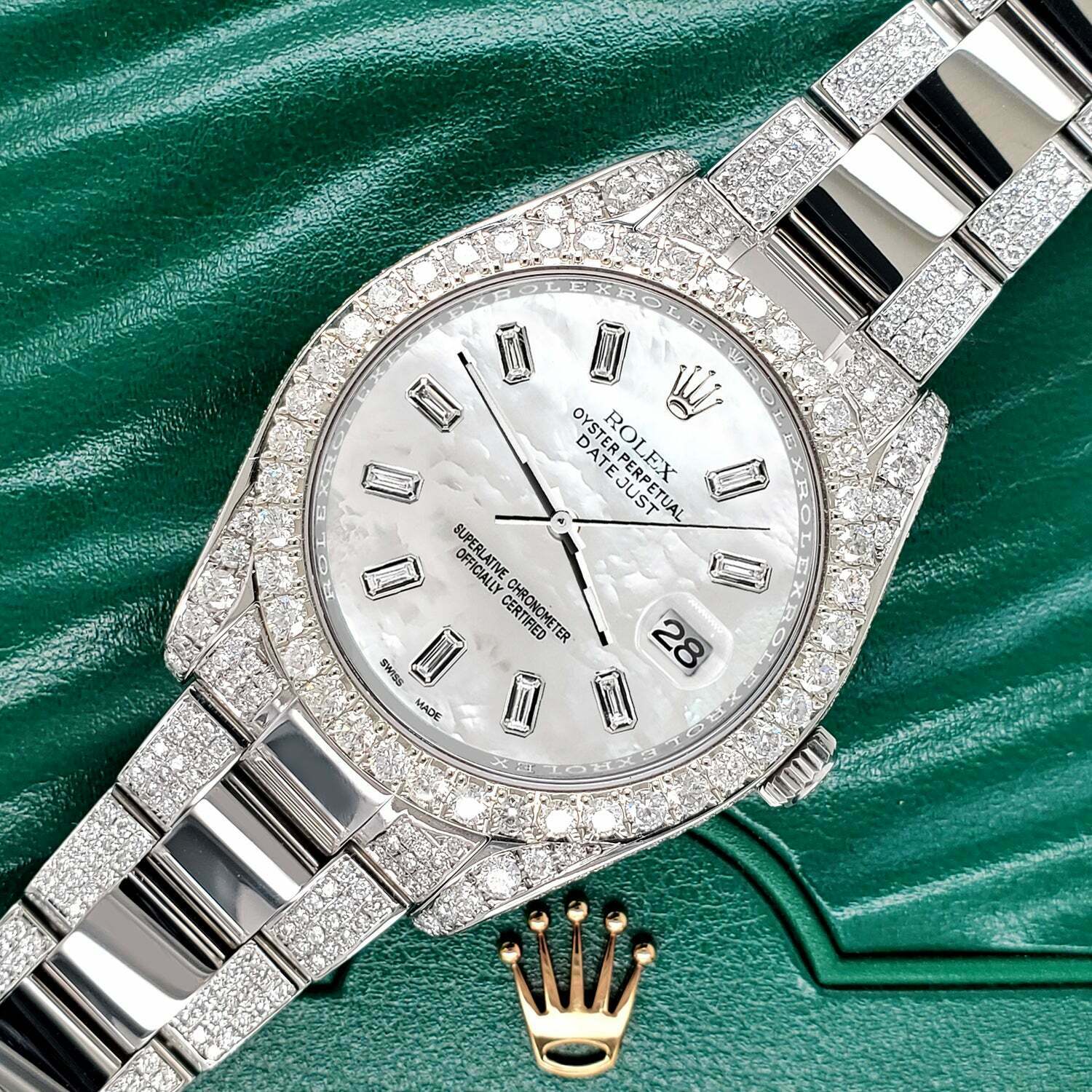 title:Rolex Datejust II 41mm 10.65CT Diamond Bezel/Case/Bracelet/White MOP Baguette  TFJ-142508715;color:not applicable