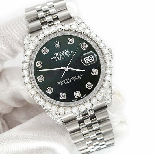 title:Rolex Datejust 116200 36mm 3.9CT Diamond Bezel/Lugs/Black MOP Dial Steel Watch TFJ-142508697;color:not applicable