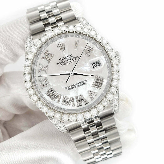 title:Rolex Datejust 116200 36mm Steel 4.2CT Diamond Bezel/Lugs/White MOP Roman Dial TFJ-142508684;color:not applicable