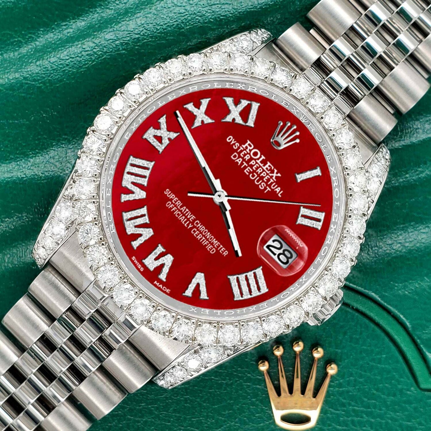 title:Rolex Datejust  36mm 4.2CT Diamond Bezel/Lugs/Red MOP Roman Dial Watch TFJ-142508671;color:not applicable