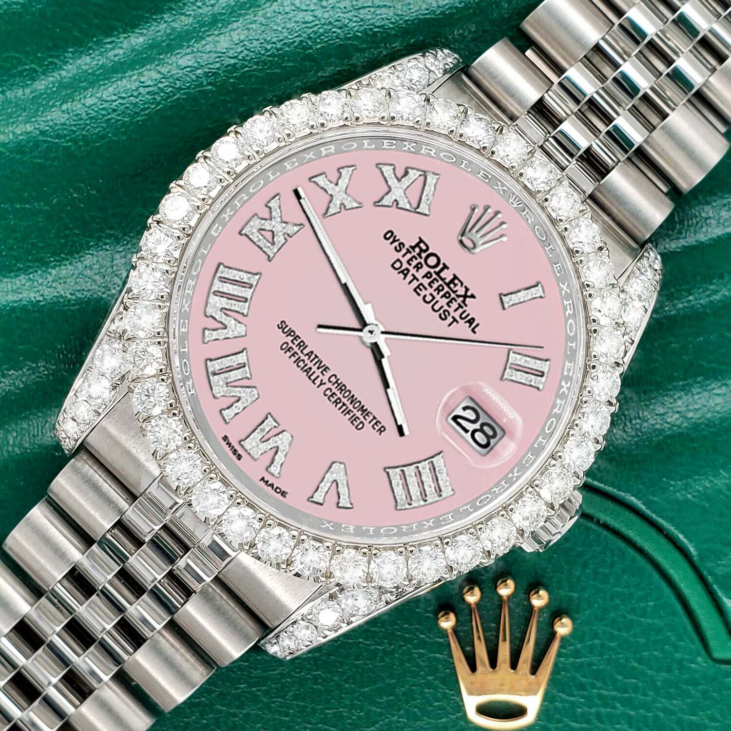 title:Rolex Datejust  36mm 4.2CT Diamond Bezel/Lugs/Orchid Pink Dial Steel Watch TFJ-142508680;color:not applicable