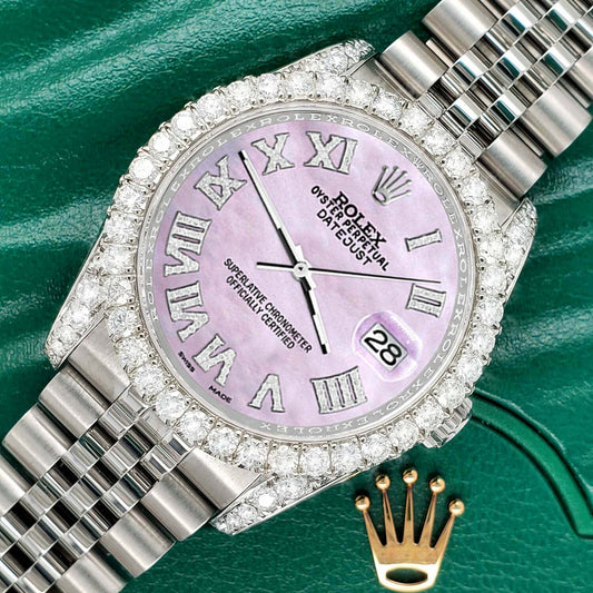 title:Rolex Datejust  36mm 4.2CT Diamond Bezel/Lugs/Pink Pearl Dial Steel Watch TFJ-142508665;color:not applicable