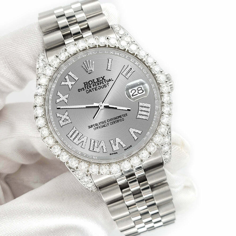 title:Rolex Datejust 116200 36mm 4.2CT Diamond Bezel/Lugs/Grey Dial Steel Watch TFJ-142508652;color:not applicable