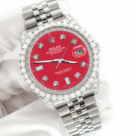 title:Rolex Datejust 116200 36mm 4CT Diamond Bezel/Lugs/Scarlet Red 6+9 Baguette Dial  TFJ-142508678;color:not applicable