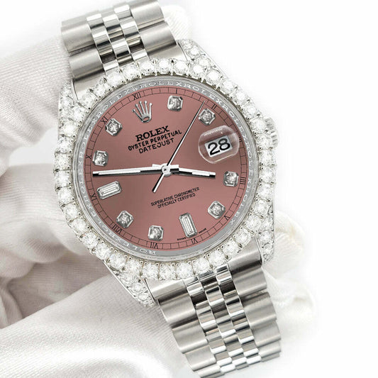 title:Rolex Datejust  36mm 4CT Diamond Bezel/Lugs/Salmon 6+9 Baguette Dial  TFJ-142508659;color:not applicable