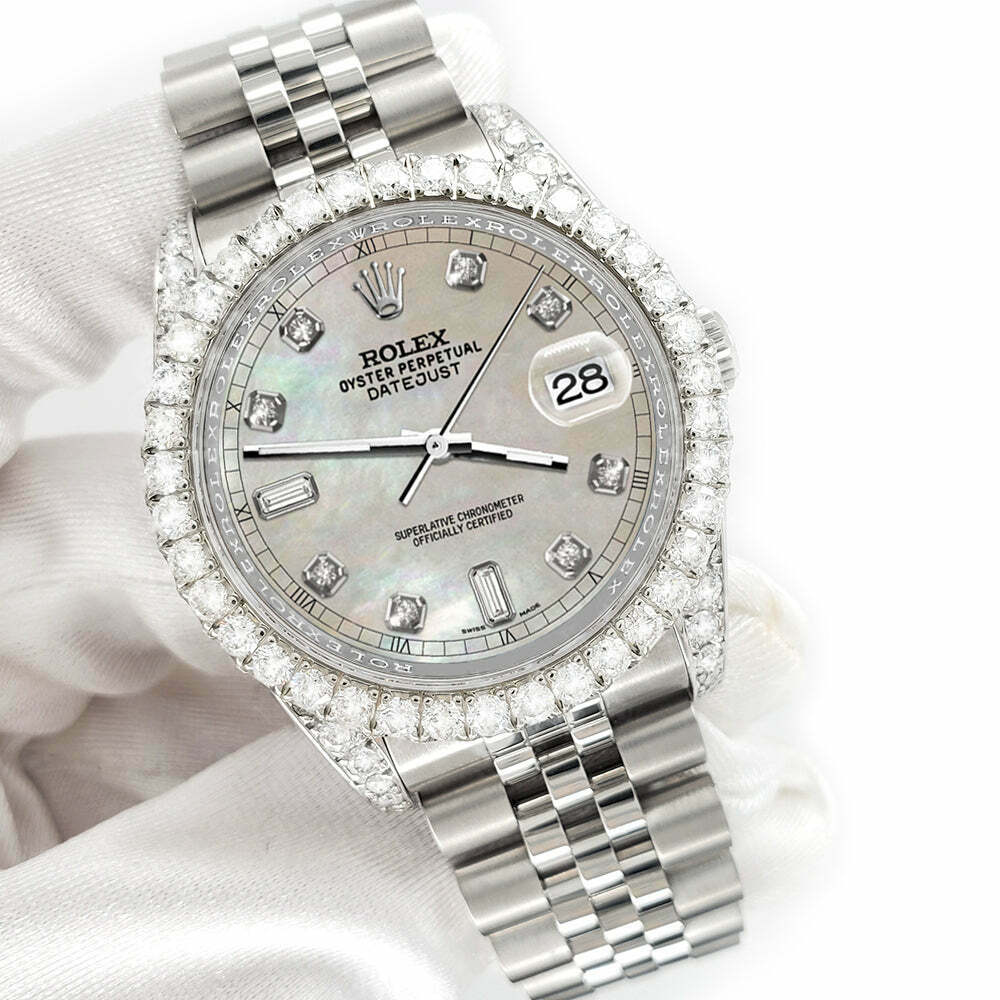 title:Rolex Datejust 116200 36mm 4CT Diamond Bezel/Lugs/Champagne MOP 6+9 Baguette TFJ-142508610;color:not applicable