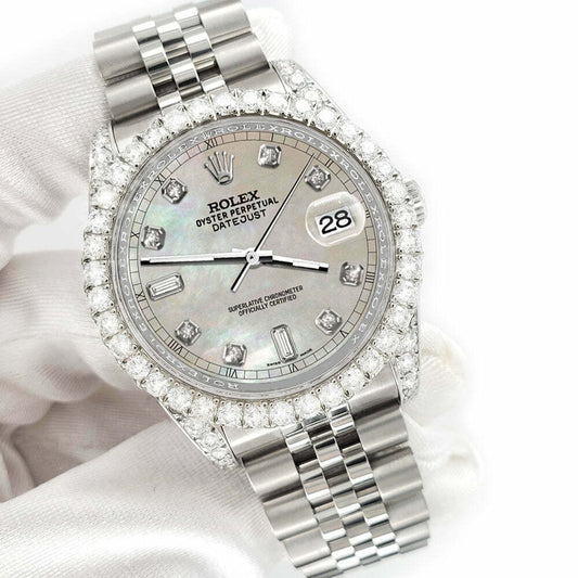 title:Rolex Datejust 116200 36mm 4CT Diamond Bezel/Lugs/Champagne MOP 6+9 Baguette TFJ-142508610;color:not applicable