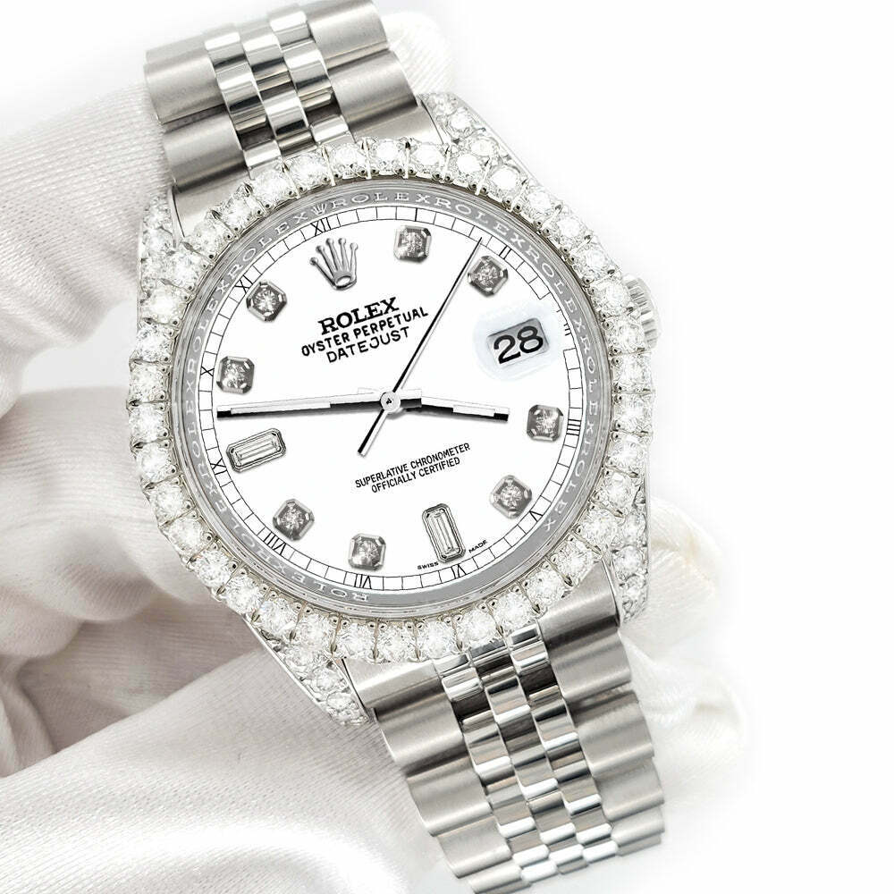 title:Rolex Datejust 116200 36mm 4CT Diamond Bezel/Lugs/White 6+9 Baguette Dial Watch TFJ-142508605;color:not applicable