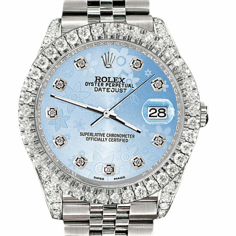 title:Rolex Datejust 41 4.4CT Diamond Bezel/Lugs/Blue Flower  TFJ-142508583;color:not applicable