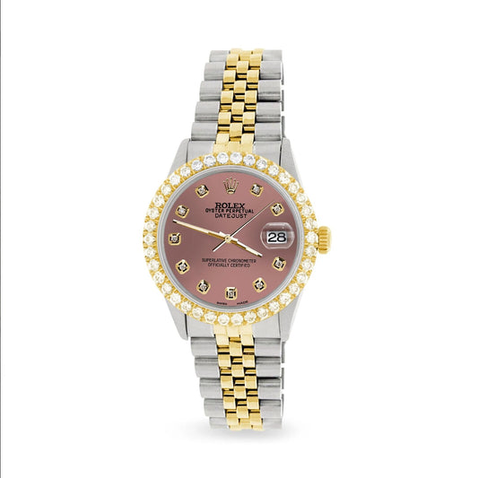 title:Rolex Datejust 2-Tone Watch 3.05ct Diamond Bezel/Salmon Diamond Dial TFJ-142508556;color:not applicable