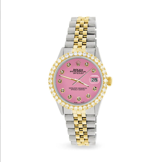 title:Rolex Datejust 2-Tone Watch 3.05ct Diamond Bezel/Hot Pink Diamond Dial TFJ-142508553;color:not applicable